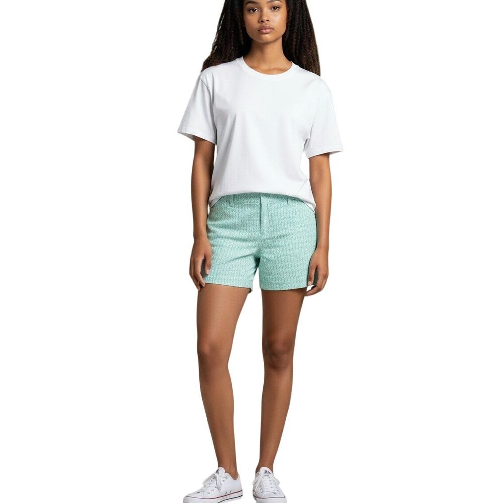 Attention Mint Green and White Women's Chino Shorts Size 14